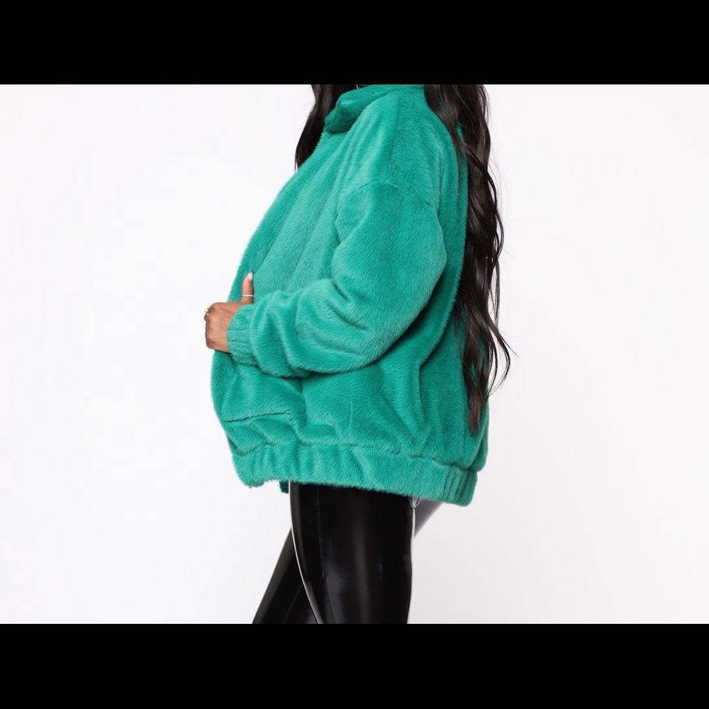 Kelly Green Faux Fur Jacket